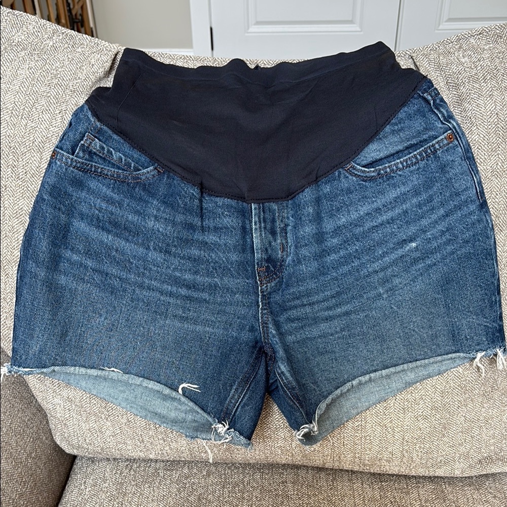 Old Navy High Waist Blue Denim Maternity Shorts